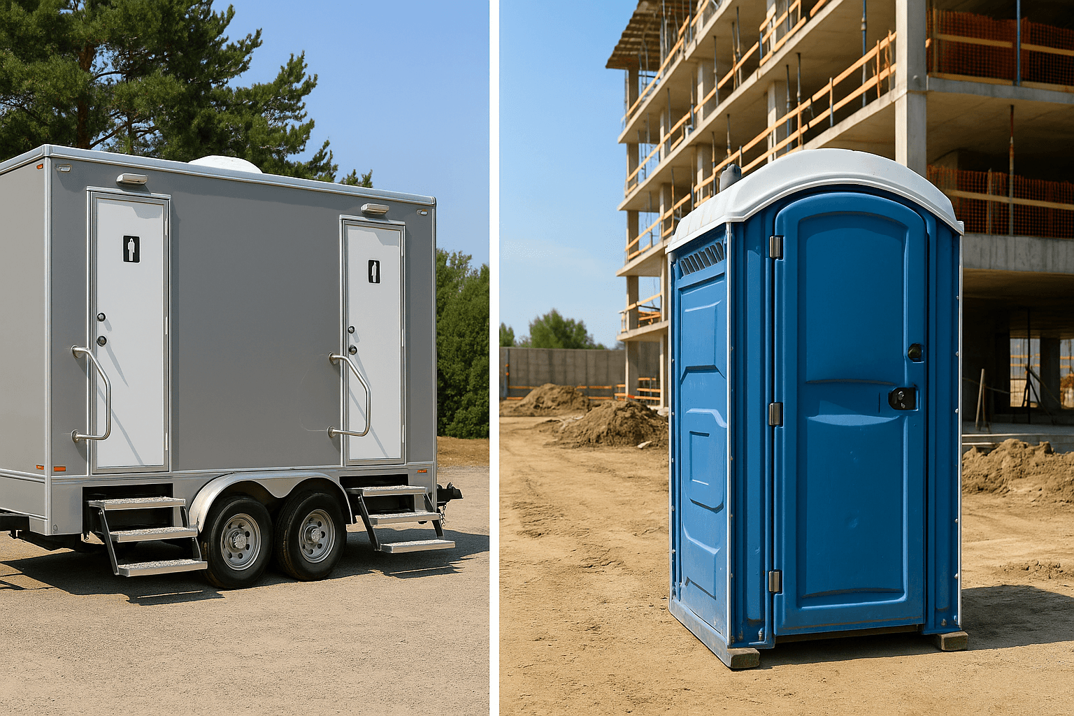 Portable toilet rental for construction site and job site — porta potty for contractors